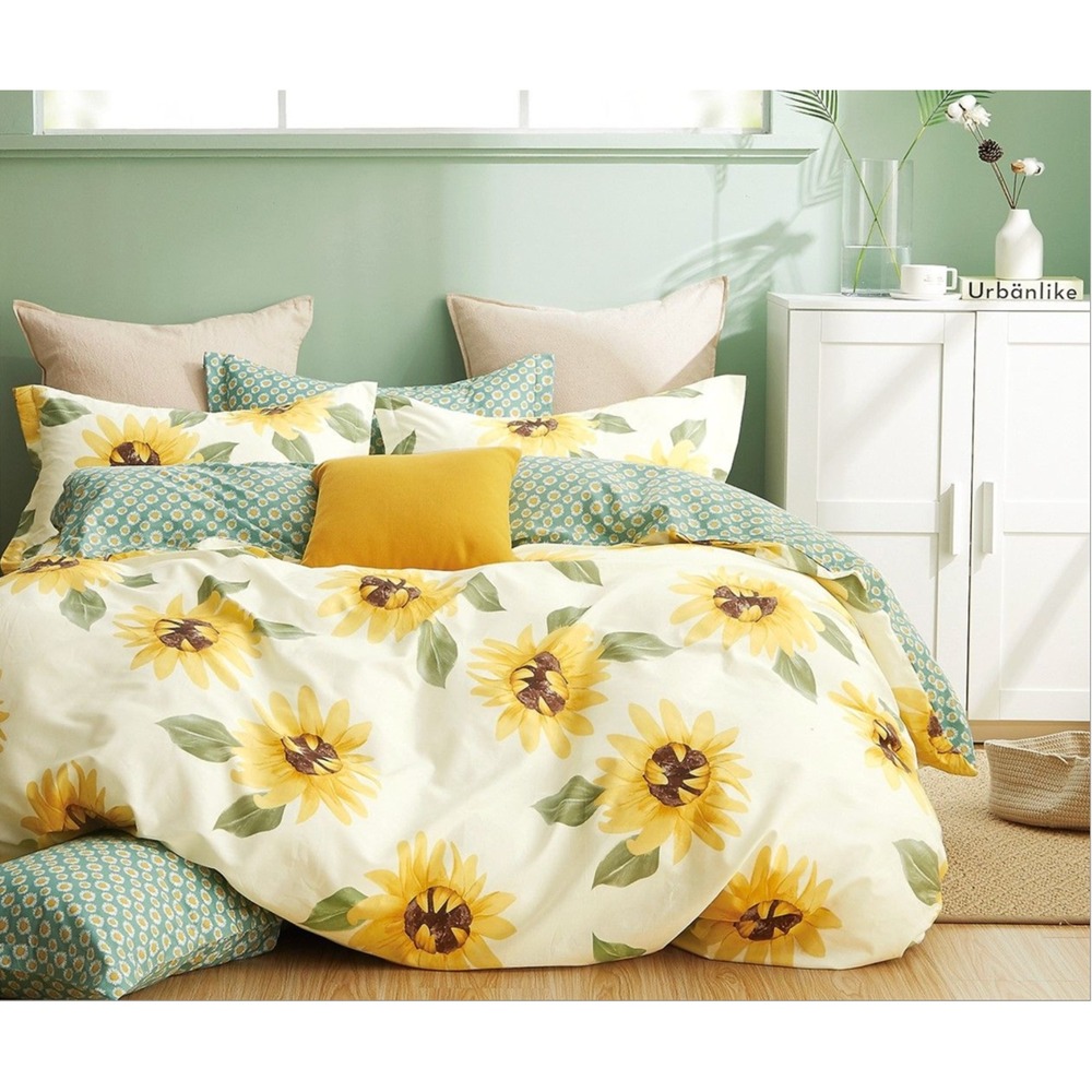 Mia Sunflower 100% Cotton Comforter Set Shams Queen Farmhouse Boho Cottagecore‎ - Picture 2 of 4